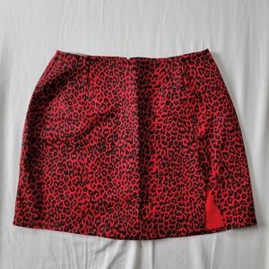 Motel Rocks Red pellet leopard mini skirt